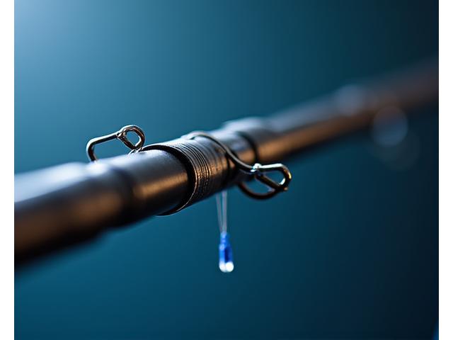 Detailed shot of the custom guides and tip of the 'Southern Blue' Fin Rod