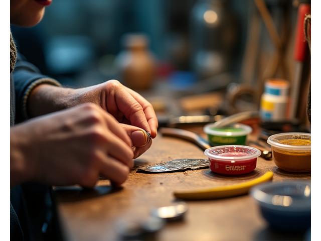 Person's hands meticulously working on creating a fishing lure during an Aqua Nouveau workshop